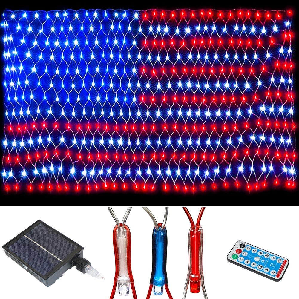 420 LED American Advanced Flag String Lights, Waterproof Led Flag Net Light of The United States for Yard,Garden Decoration, Festival, Holiday, Party Decoration,Christmas Decorations (Plug in Power)