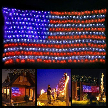 420 LED American Advanced Flag String Lights, Waterproof Led Flag Net Light of The United States for Yard,Garden Decoration, Festival, Holiday, Party Decoration,Christmas Decorations (Plug in Power)