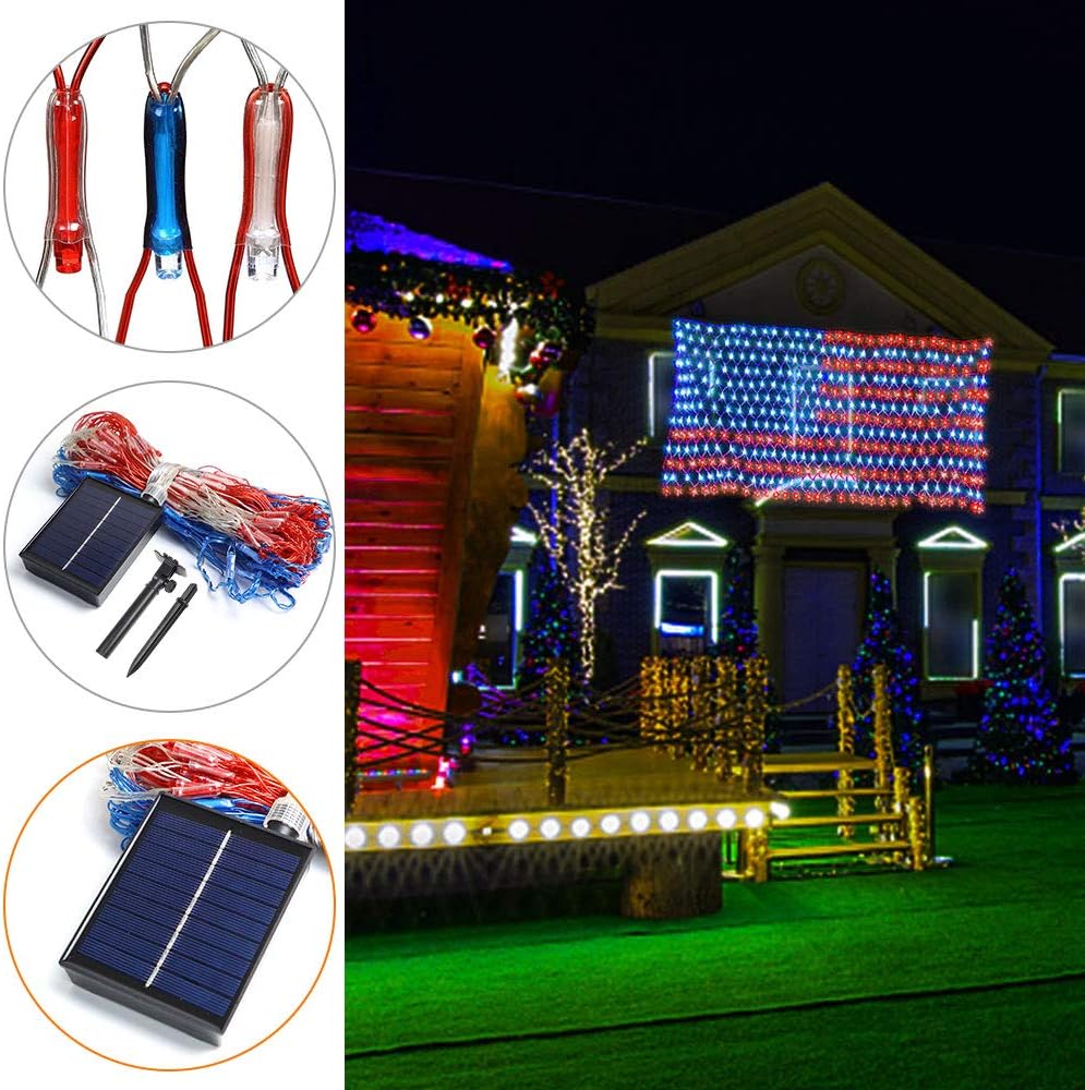 420 LED American Advanced Flag String Lights, Waterproof Led Flag Net Light of The United States for Yard,Garden Decoration, Festival, Holiday, Party Decoration,Christmas Decorations (Plug in Power)