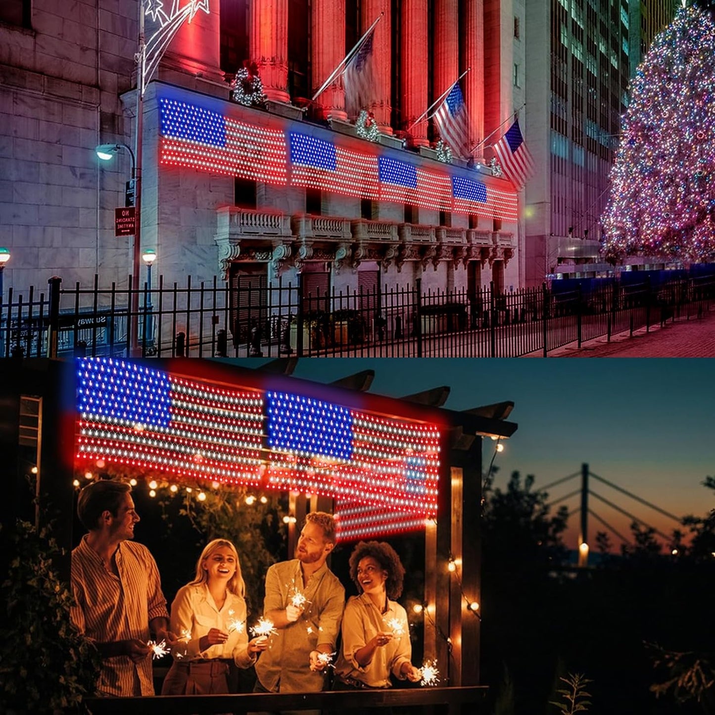 Super Bright American Flag Lights with 243 LEDS for Patriotic Memorial Day and Independence Day Decorations