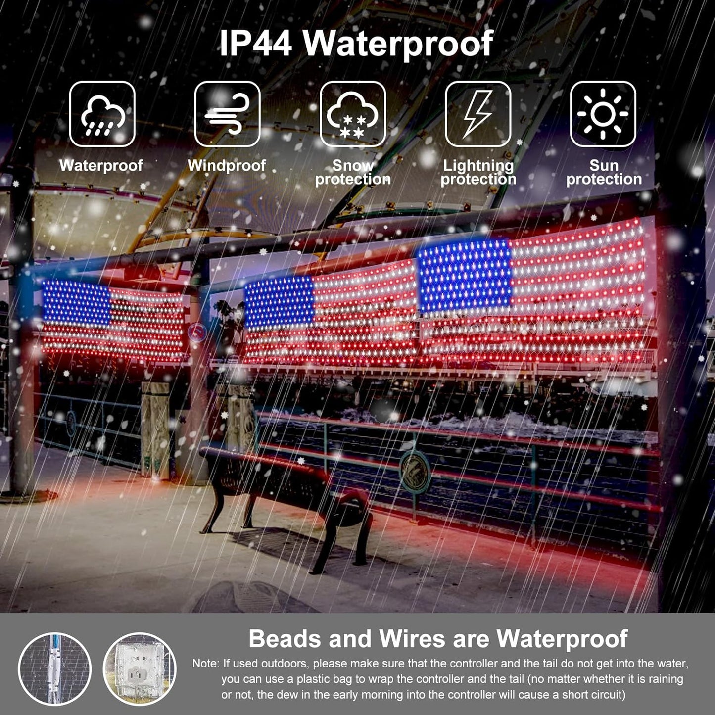 Super Bright American Flag Lights with 243 LEDS for Patriotic Memorial Day and Independence Day Decorations