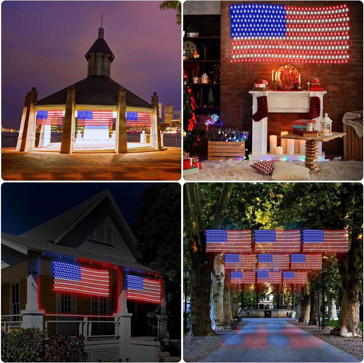 Super Bright American Flag Lights with 243 LEDS for Patriotic Memorial Day and Independence Day Decorations