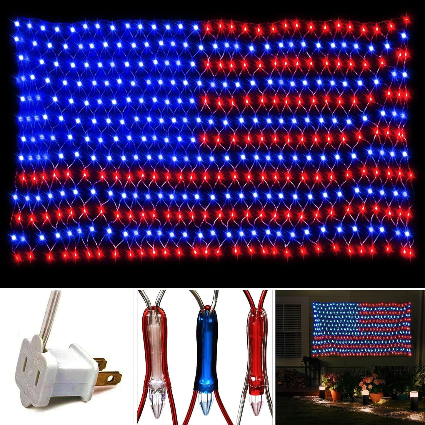 420 LED American Advanced Flag String Lights, Waterproof Led Flag Net Light of The United States for Yard,Garden Decoration, Festival, Holiday, Party Decoration,Christmas Decorations (Plug in Power)